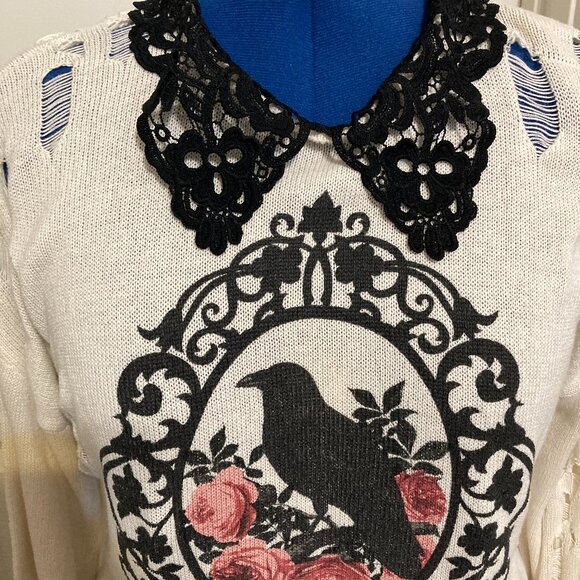 Dolls Kill Widow Midnight Dreary Distressed Sweater - Picture 4 of 5
